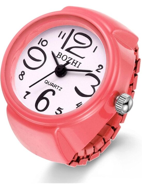 Other - Unisex Pink Analog Quartz Easy Read Adjustable Modern Round Finger Ring Watch
